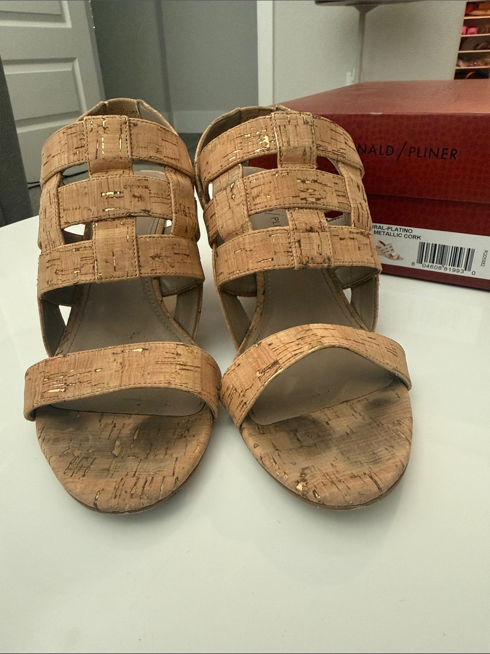 Donald J. Pliner Natural Cork Strappy Wedge Sandals